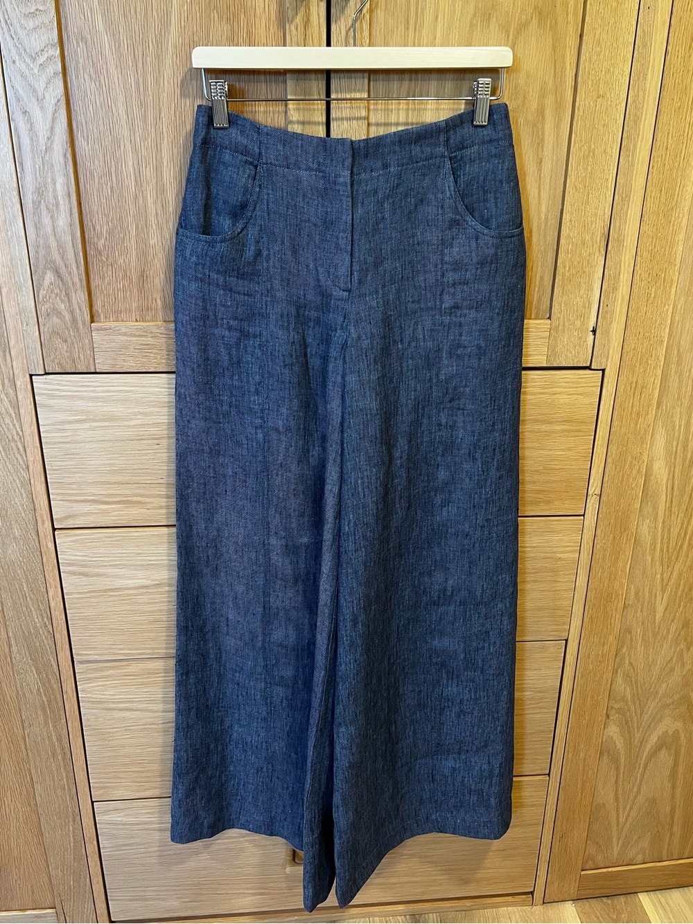 TWP Hemp Demie Wide Leg Pants Medium Indigo Blue Size 2 NWT Contemporary Office